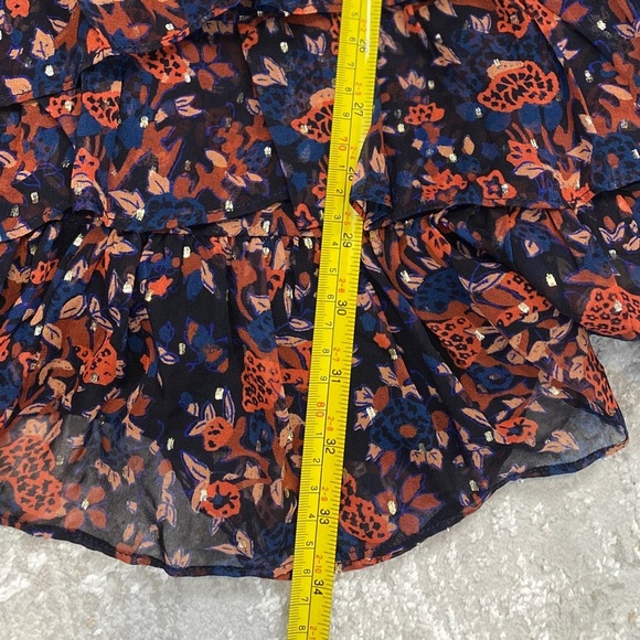 NWT Ulla Johnson Cecily Cosmos-Print Silk Lurex Mini Dress 12 Ruffle Cocktail Pa - Picture 7 of 15